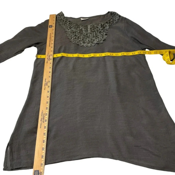 Mad Style Lace Embellished Gray Tunic, Large - Picture 8 of 9